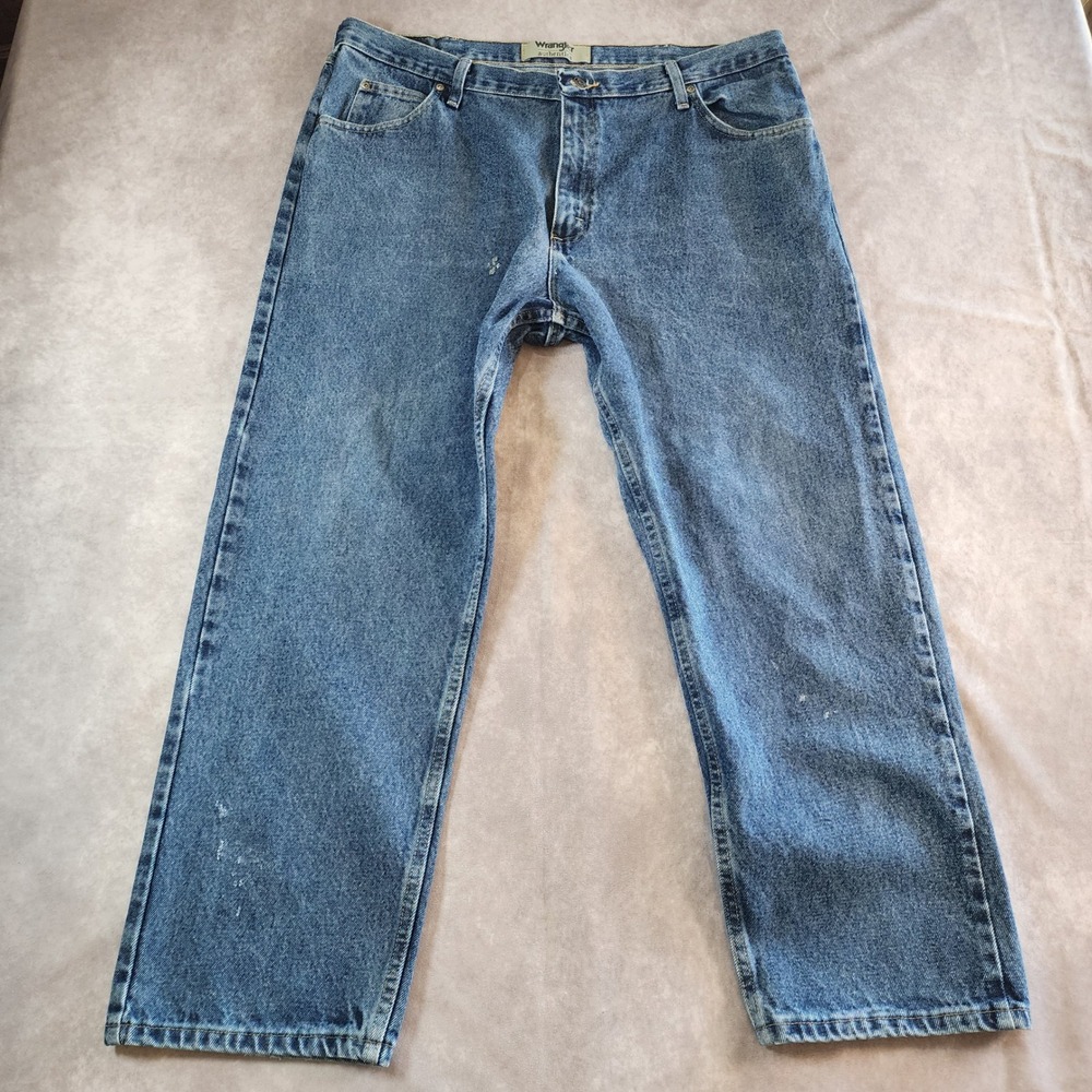 Wrangler Authentic Men's Blue Denim Jeans Classic Fit Straight‎ Leg Casual Pants